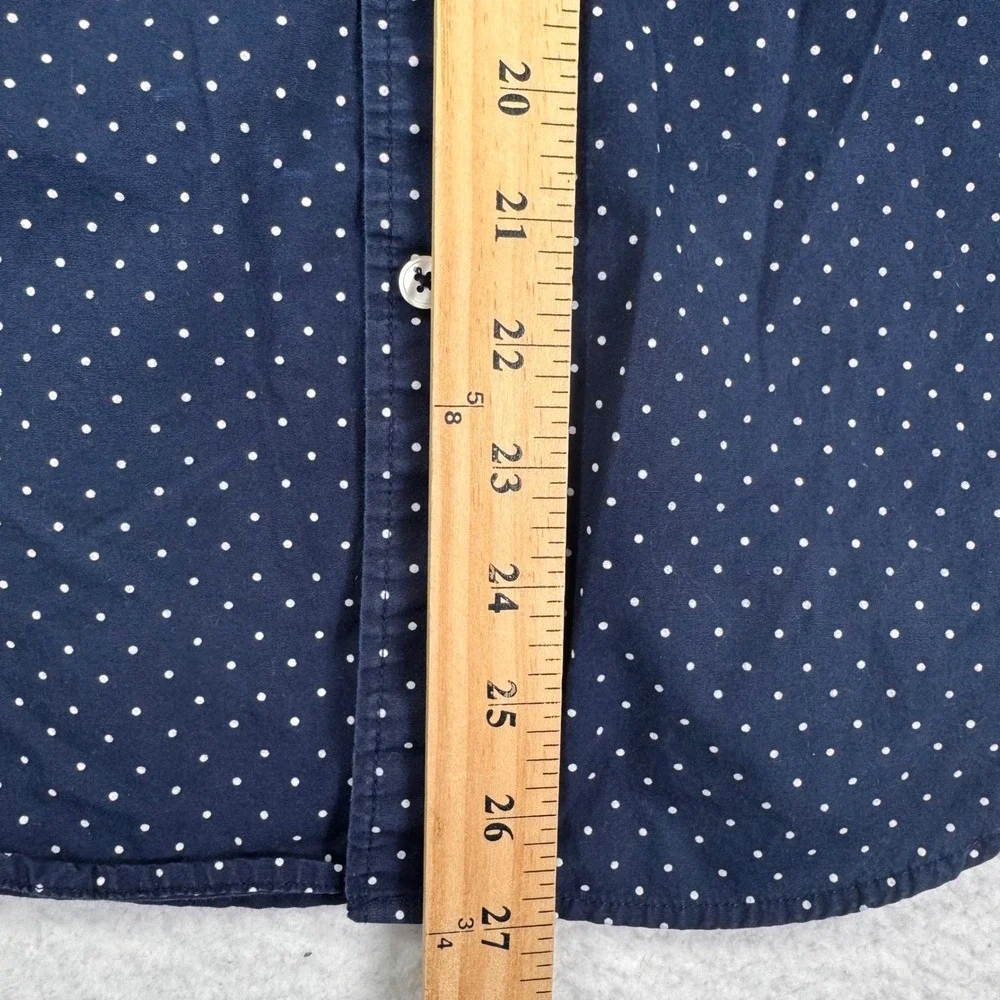 American Eagle Mens S Classic Fit Navy Blue Polka Dot Button Down‎ Shirt Preppy
